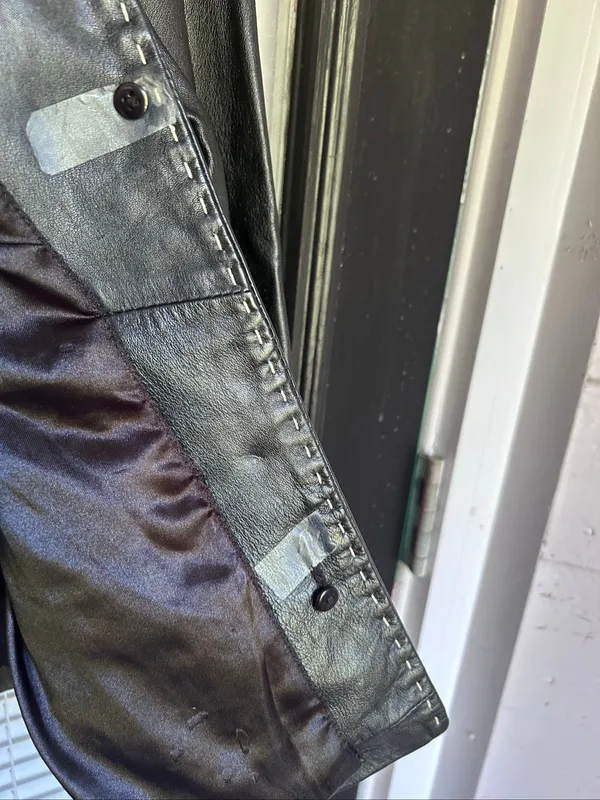 Vintage Style & Co Collection Petite Black Leather Whip stitching Jacket S - Image 14