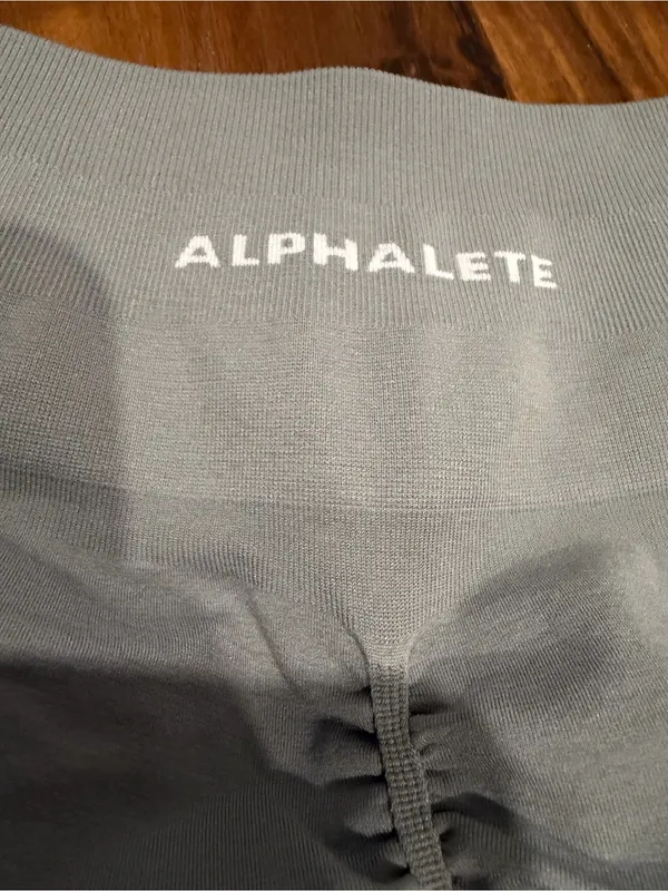 Alphalete Women's Light Gray Seamless Biker Shorts with Ruched Back - Image 2