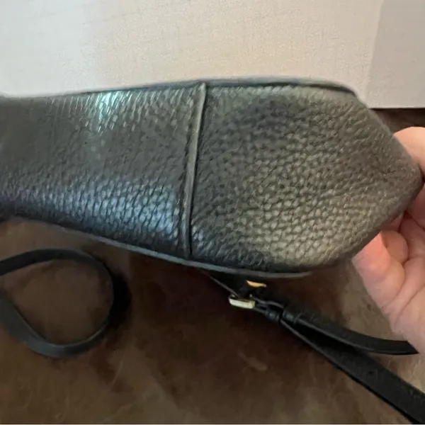 Michael Kors‎ Black Pebbled Leather Crossbody Bag - Gold-Tone Hardware - Image 7
