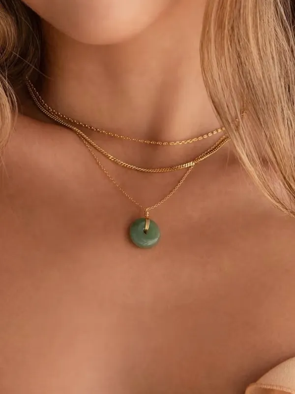 Green Jade Spiral Pendant Necklace - Women Jewelry - Image 9