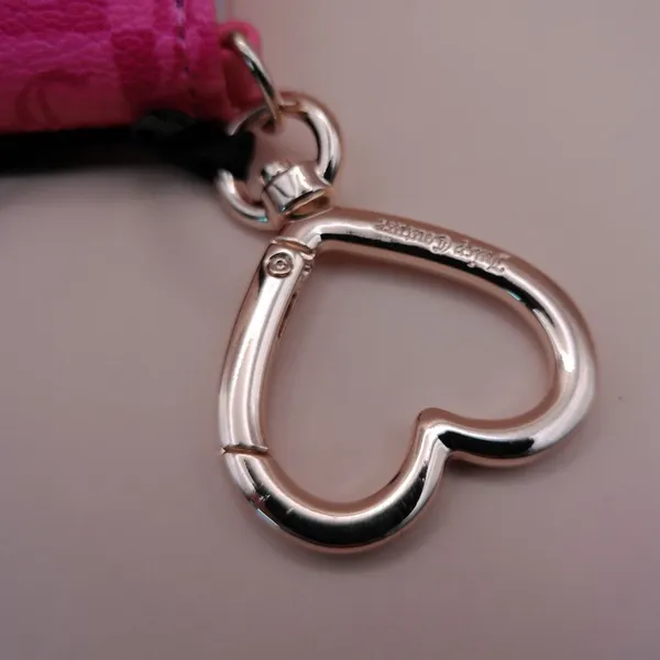 Juicy Couture Pink Lemonade Monogram Tab‎ Card Wallet Y2K Heart Clip Keyring NEW - Image 7