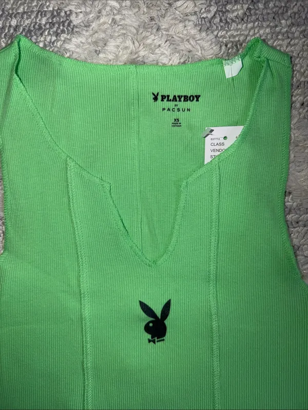 Pacsun x Playboy Green Notched Tank Top - Image 4