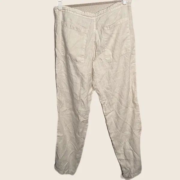 Linen‎ Tan Pants wide leg made in Italy size Medium Lagenlook Breathable Coastal - Image 7