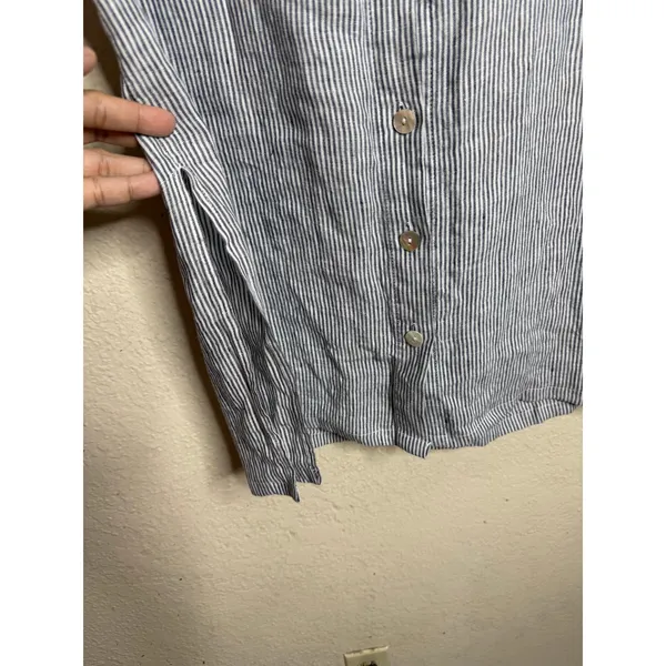 St. Tropez 100% Linen Striped Button Front Midi Skirt size M Coastal Utility - Image 4