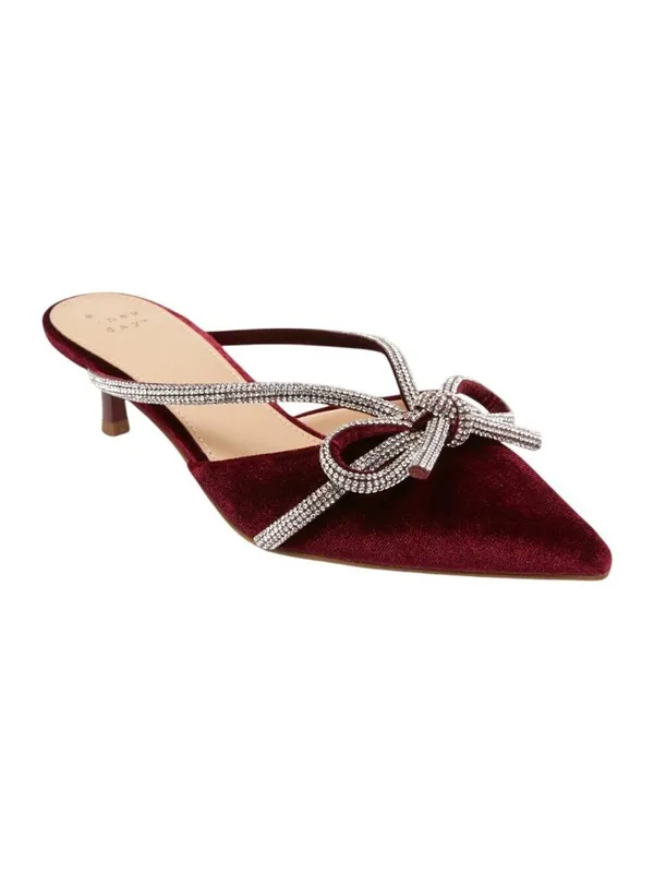 A New Day Womens Gwen Rhinestone Bow Heels 94656736 Burgundy Red 6.5M - Image 11