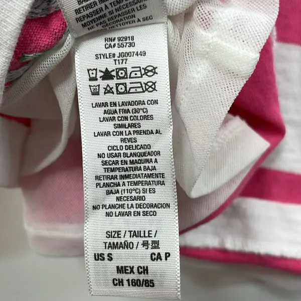 Y2K Juicy Couture Passion Pink/White Stripe Hibiscus Embroidered Dress Small - Image 11
