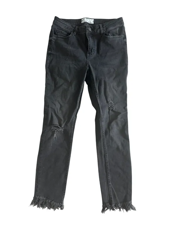FREE PEOPLE Black Frayed Cigarette Ankle Jeans Size 27 - Image 2