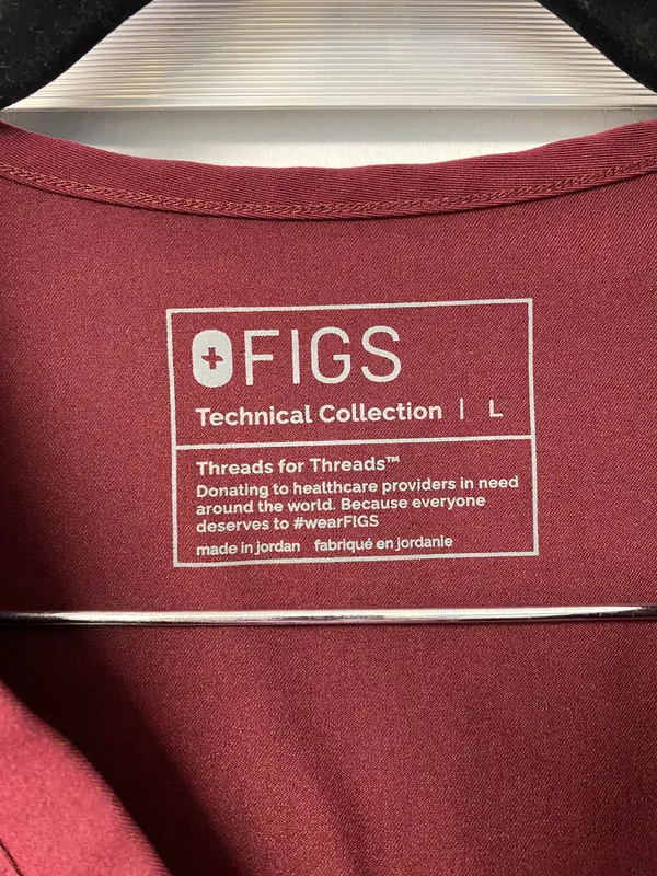 FIGS Women's Burgundy Casma™ - Three-Pocket Scrub Top - Image 4