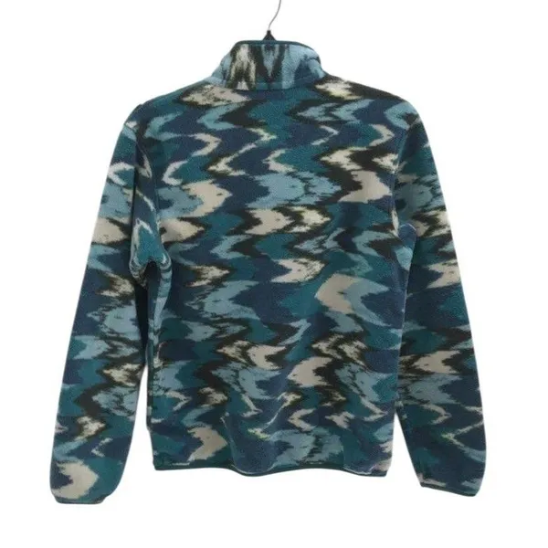 Patagonia Synchilla Fleece Women's Adult Small Trout Tales Elwha Blue Mock Neck - Image 11