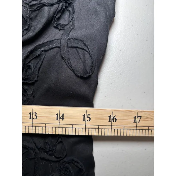 Tiana B. Black Applique Cocktail Dress Size 10 Ruched‎ V-Neck Sleeveless - Image 9