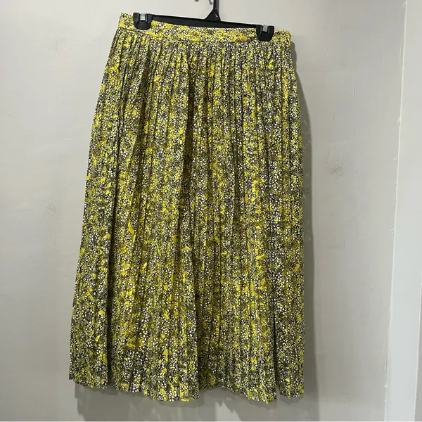 Who What Wear Maxi Skirt Women Size 6 Floral Pleated‎ Layered Yellow Black White - Image 3