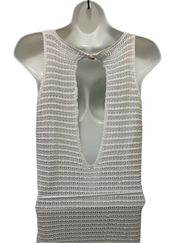 Boutique Crochet Beachy Maxi Dress Sz M Tied Waist Swim Cover Summer Boho - Image 3