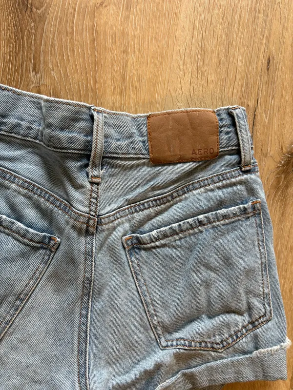 Aeropostale Light Blue Distressed Mom Jean Shorts - Image 7