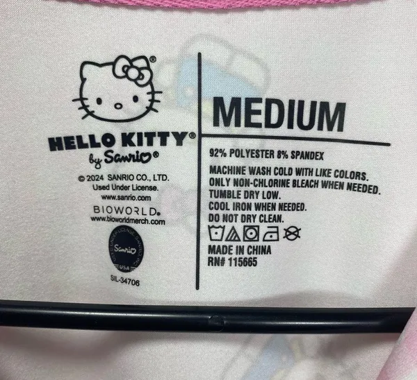 | Checkered Hello Kitty Print Button Down Pajama Top Medium - Image 2