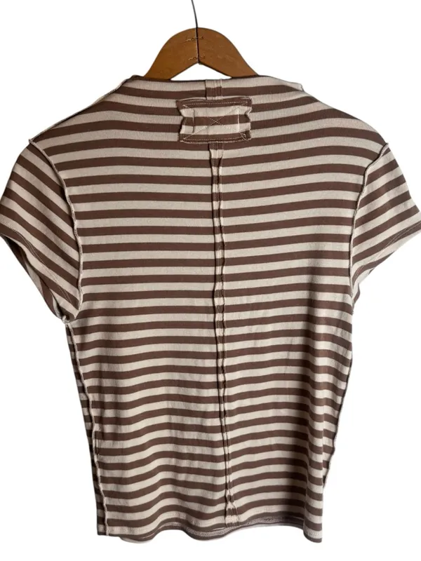Free People We The Free Brown Lola Striped Tee Large - Image 3