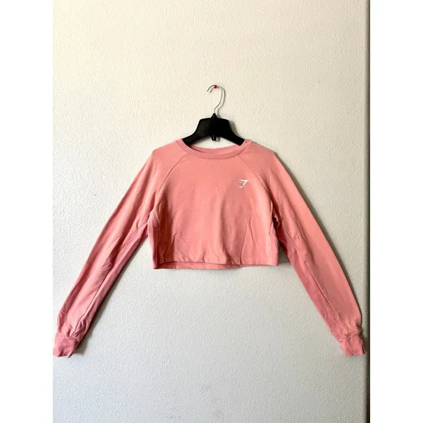 Gymshark Salmon Pink Cropped Sweatshirt Small Athleisure Workout Pullover - Image 2