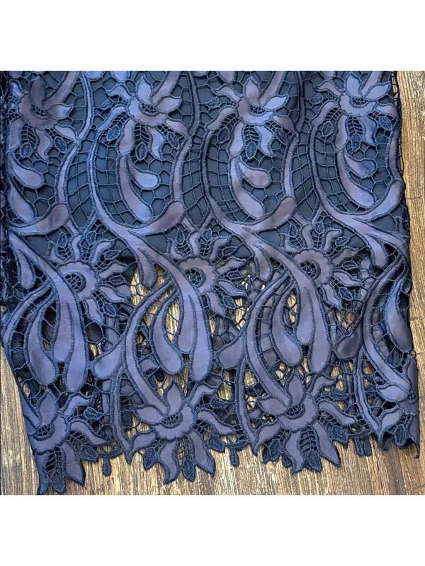 Bardot Isa Lace Halter Dress‎ French Navy Midi Size 4 - Image 5