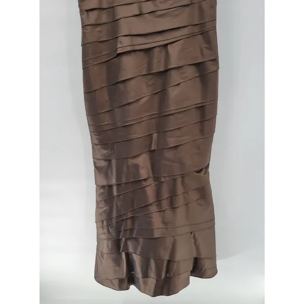 Rina di Montella Silk Jacket Dress 2 Pc 10 Brown Trumpet Tiered Mother of Bride - Image 9