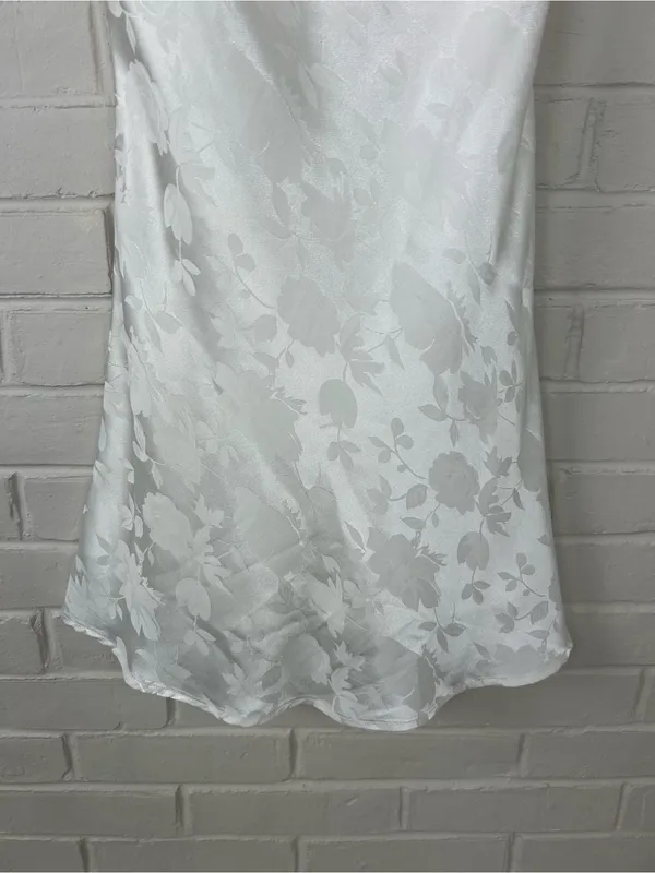 Lulus Close To Your Heart White Satin Jacquard Cowl Slip Mini Dress Size XS - Image 4