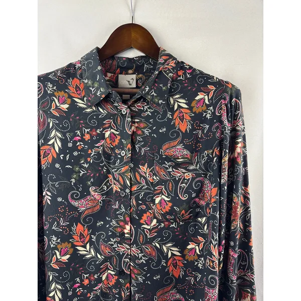 Women’s Von Landen Size 12/14 Navy Paisley Button Up - Image 2