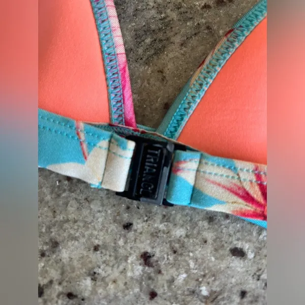 Triangl Blue Floral Triangle Scuba Bikini Swimsuit Top - Image 3
