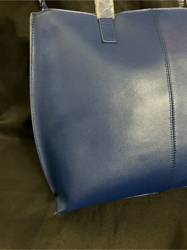 Joy Mangano Leather Structured RFID Navy Blue Tote Bag Women’s Tote NWT - Image 7
