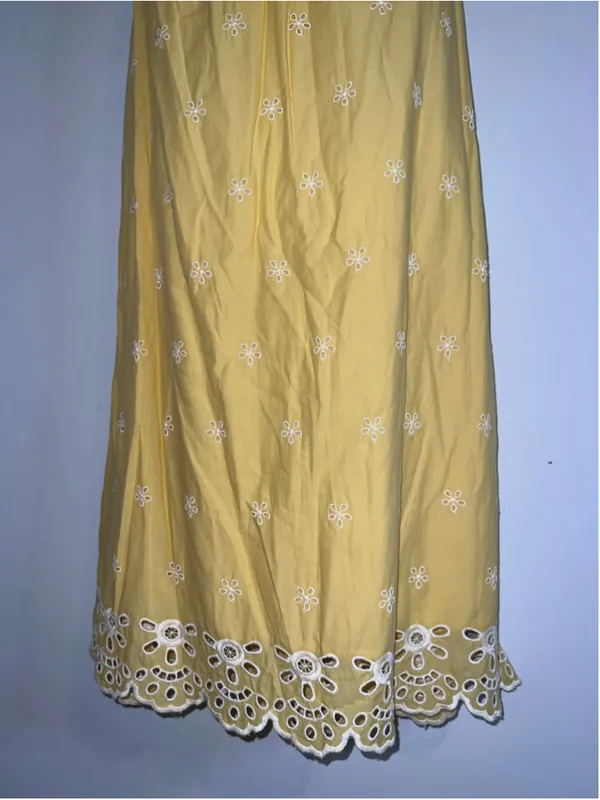 Old Navy Yellow White Eyelet Maxi Set L TALL - Image 3