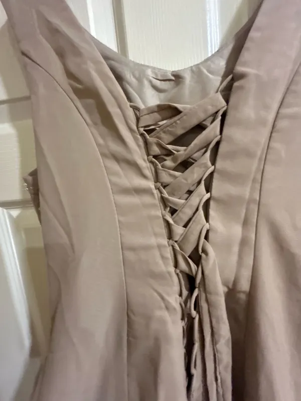 Wedding Dress Taupe/Silver& pearl Beaded Formal Gown Dress size 12 - Image 12