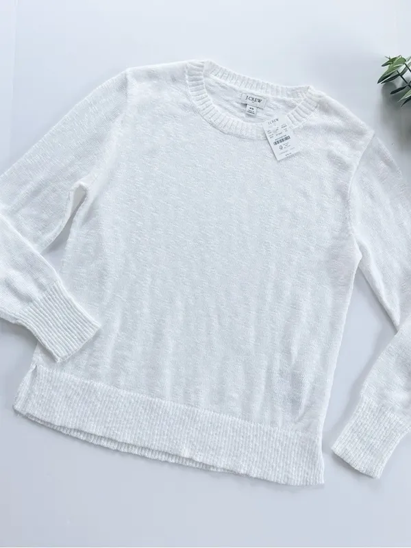 NEW J.Crew Factory White Gauzey Sweater Top - Image 4