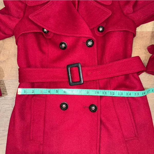 The Limited Red Wool Belted Pea Coat - Image 15