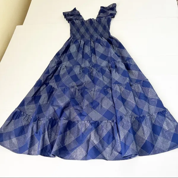Hill House Ellie Nap Dress Navy Glitter Check, XS - Image 4