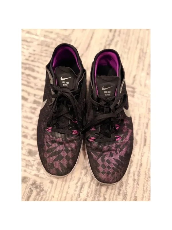 Nike Free women's size 8 TR Fit 5 black/purple/silver running sneaker - Image 6