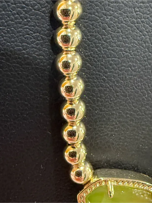 Kendra Scott | Gold Plated Bead Necklace with Green Pendant | Adjustable - Image 3