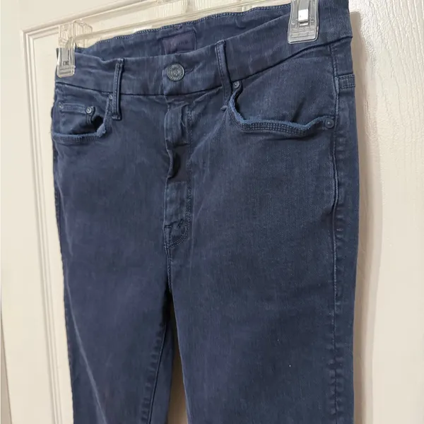 Mother Denim Midnight Blue Wash High Waisted Looker Ankle‎ Fray Jeans - Image 3