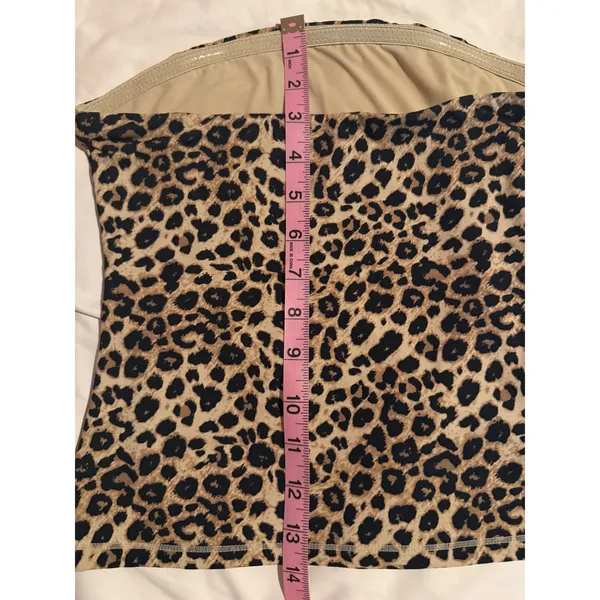 Leopard Print Tube Top Strapless Animal Pattern Stretch‎ Bodice Tan Brown Black - Image 7