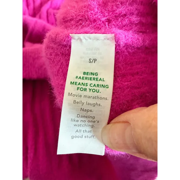 Aerie‎ Soft Buttercream Ribbed Knit Oversized Sweater Cosmic Pink Size S - Image 4