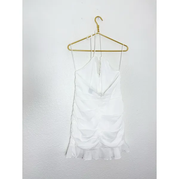 Princess Polly Eddy White Ruffle Mini Dress Size 10 Halter Chiffon Bridal Sexy - Image 13