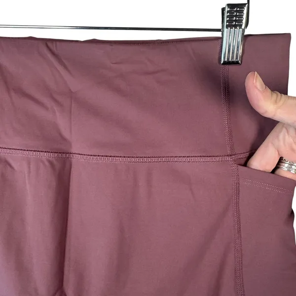 Yvette High Waist Leggings Workout Yoga Pants Pockets XL Mauve‎ Purple - Image 10