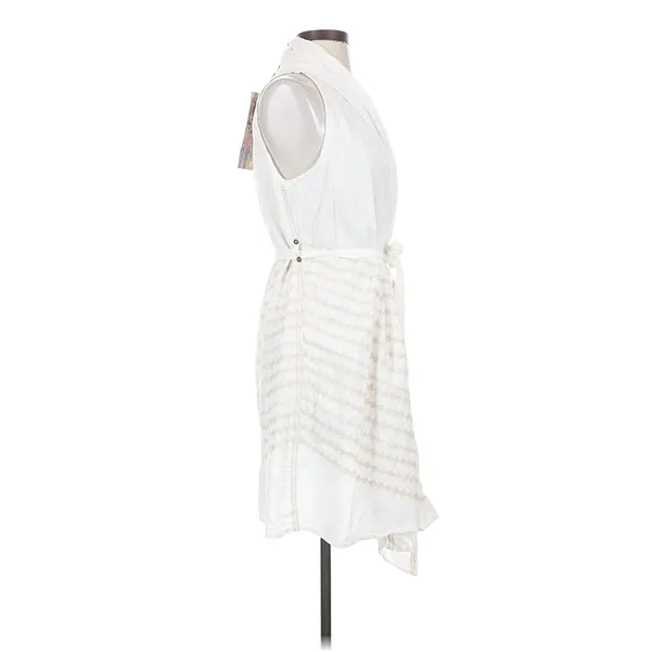 NWT Johnny Was White Embroidered Linen Blend Sleeveless Midi Wrap Dress S - Image 3