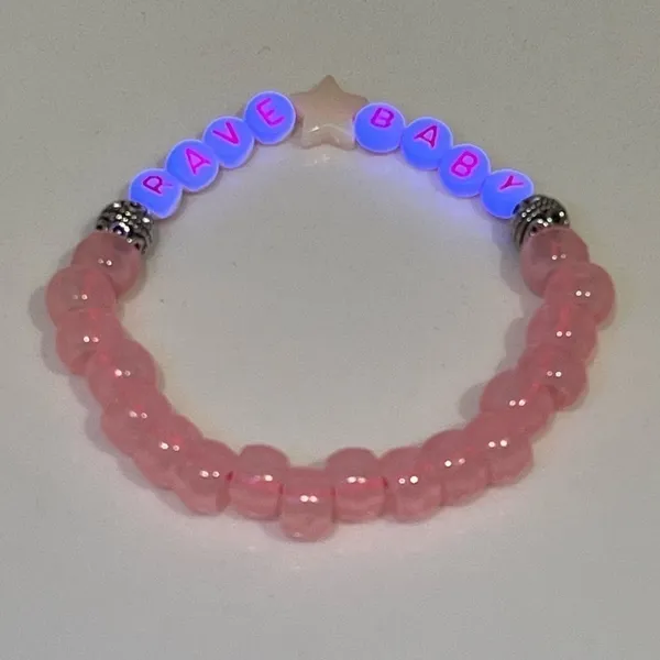 Kandi Swiftie glow in the dark festival concert bracelet RAVE BABY, OOAK - Image 5
