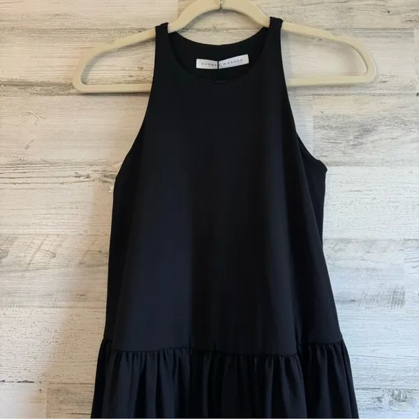 NWT Susana Monaco Drop Waist Ruffle Mini Dress XS Black 0321SUPD00791 Sleeveless - Image 4