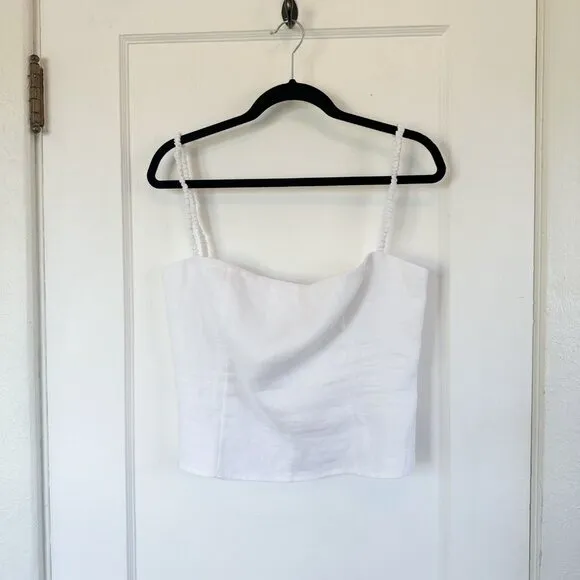 Reformation‎ | Amaya Strappy Open-Back 100% Linen Top in White - Image 5