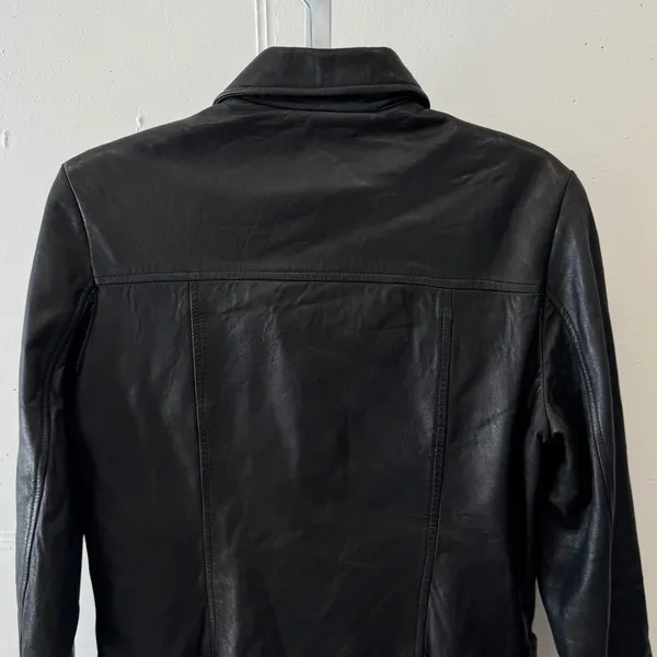 Vintage Andrew Marc NY Genuine‎ Leather Women's Jacket Zip Front Collared Small Black - Image 6