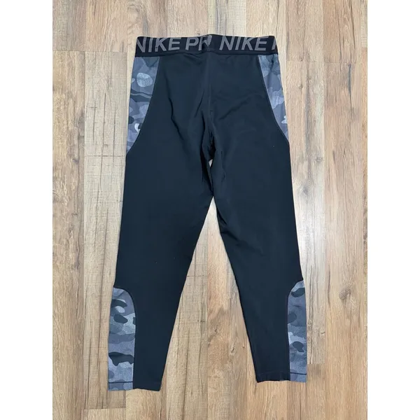 Nike Pro Camo Compression Leggings Gray Black‎ Training Tights Women L - Image 3