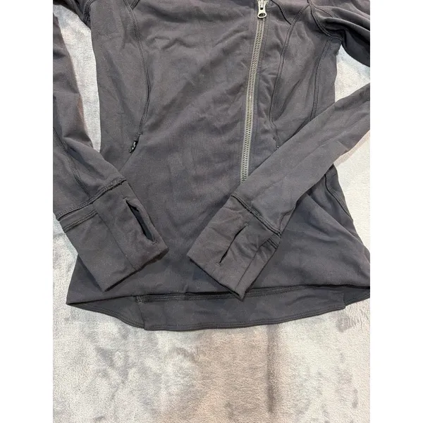Lululemon Jacket Womens Black Asymmetrical Zip Thumbhole Activewear 2 - Image 6