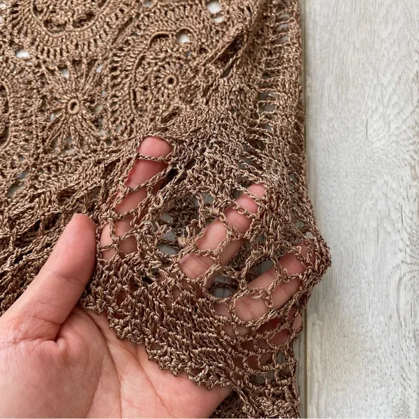 Vintage Crochet Top Brown (s/m) siNita bohemian crochet festival swim cover up - Image 5
