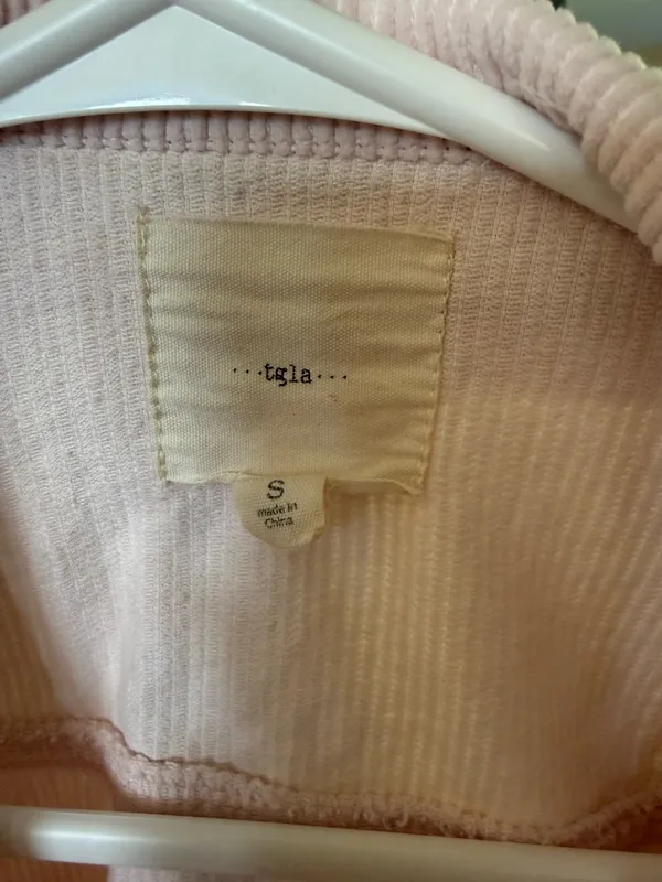 TGLA Blush Pink Cropped Corduroy Jacket - Image 3