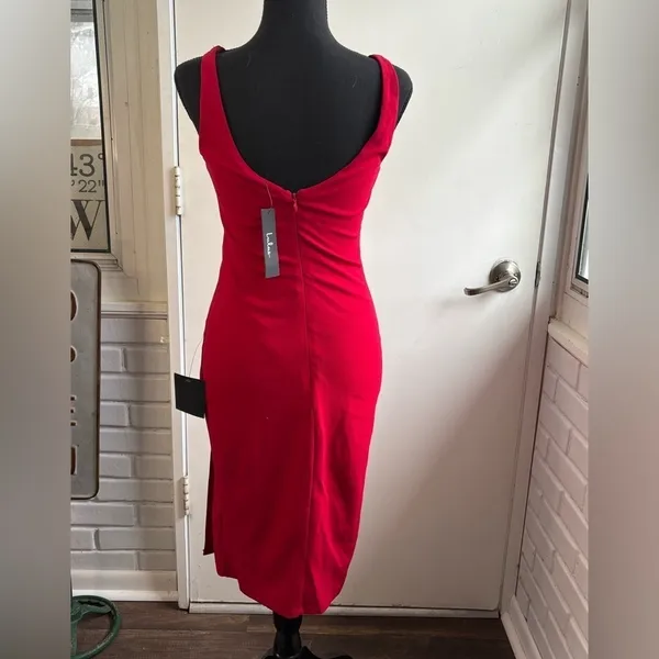 Lulus NEW WITH TAGS Iconic Moment Red Midi Bodycon Dress‎ small holiday - Image 4