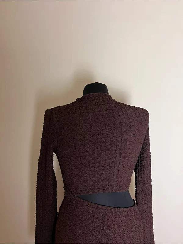 Zara Brown Cutout Knit Maxi Dress NWT - Image 3