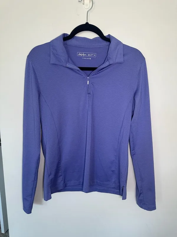 Lady Hagen Golf Long Sleeve Zip Polo Size M Purple - Image 3